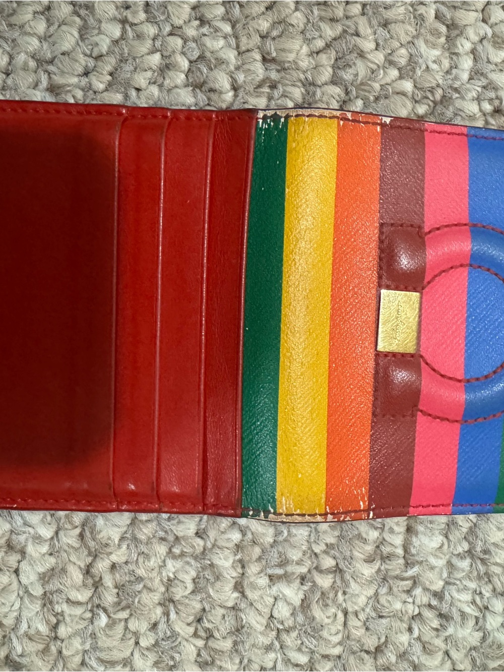 Salvatore Ferragamo Colorful Rainbow Stripe Women's Wallet - Multicolor - Picture 6 of 14